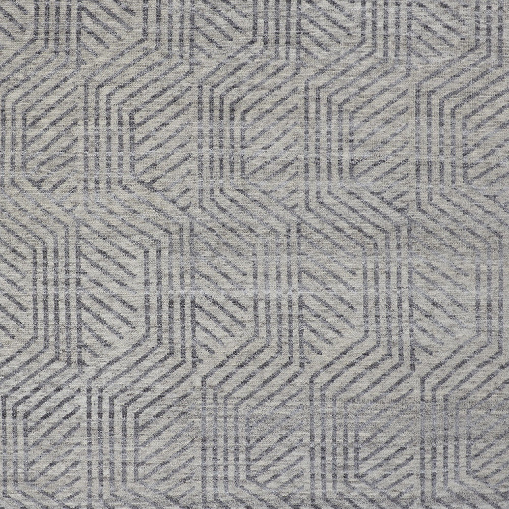 5' X 8' Tan and Gray Wool Geometric Hand Knotted Area Rug
