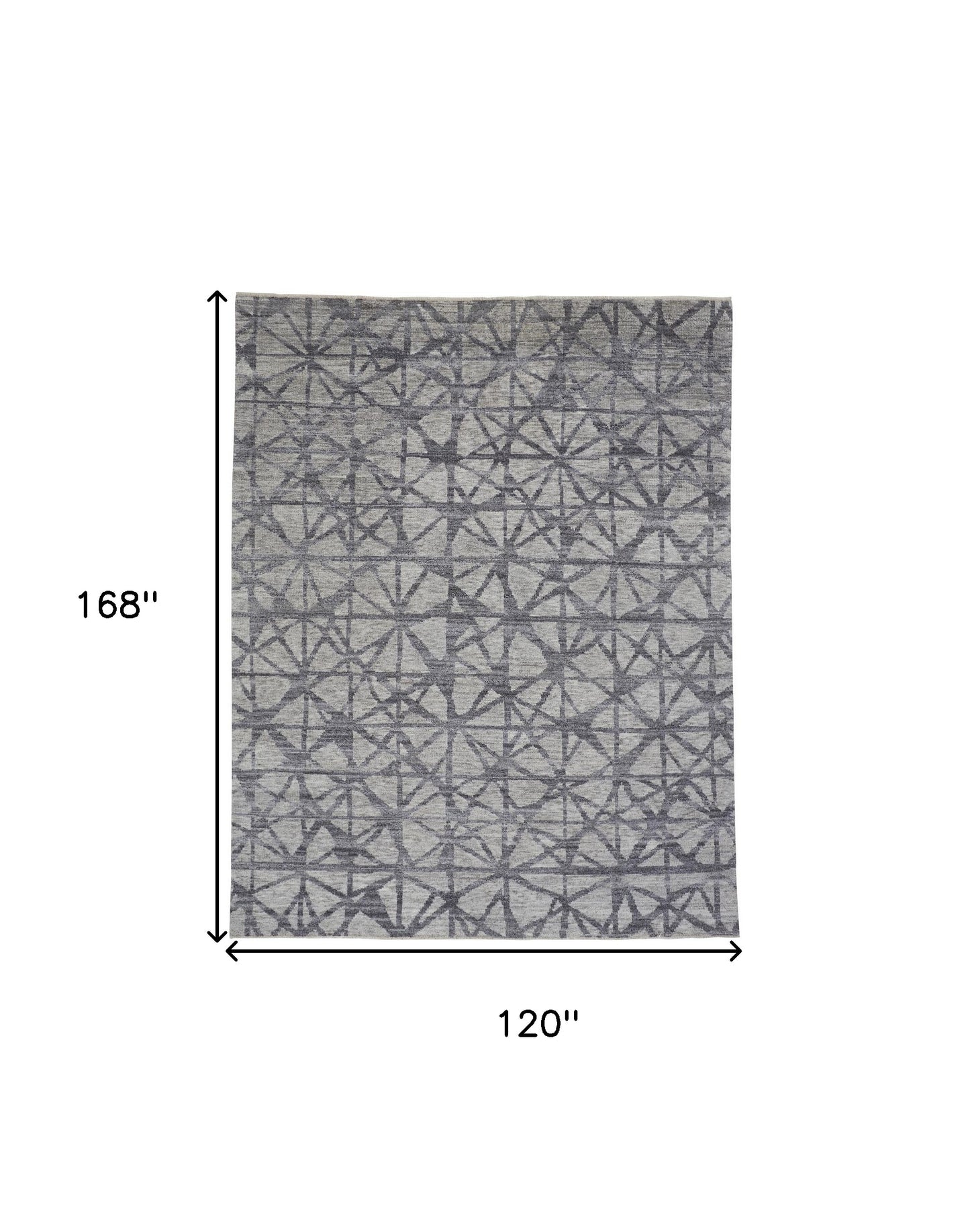 5' X 8' Gray Wool Geometric Hand Knotted Distressed Area Rug