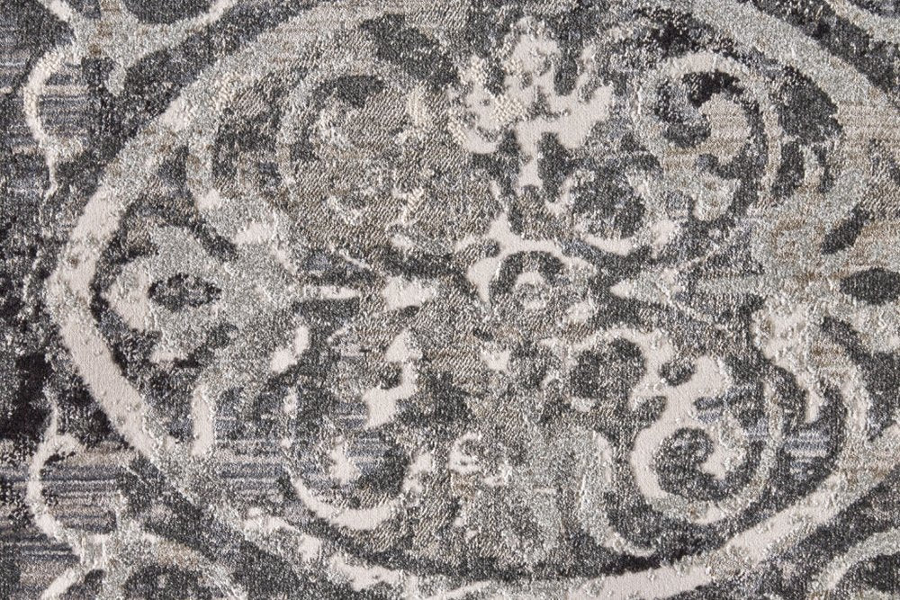 8' X 10' Gray And Ivory Abstract Distressed Area Rug