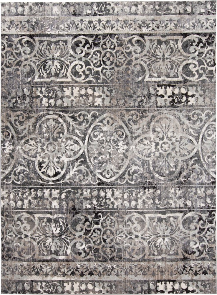 8' X 10' Gray And Ivory Abstract Distressed Area Rug