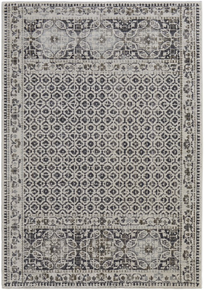 8' X 10' Gray And Ivory Abstract Distressed Area Rug