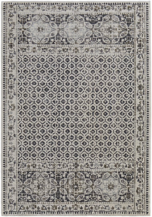 8' X 10' Gray And Ivory Abstract Distressed Area Rug