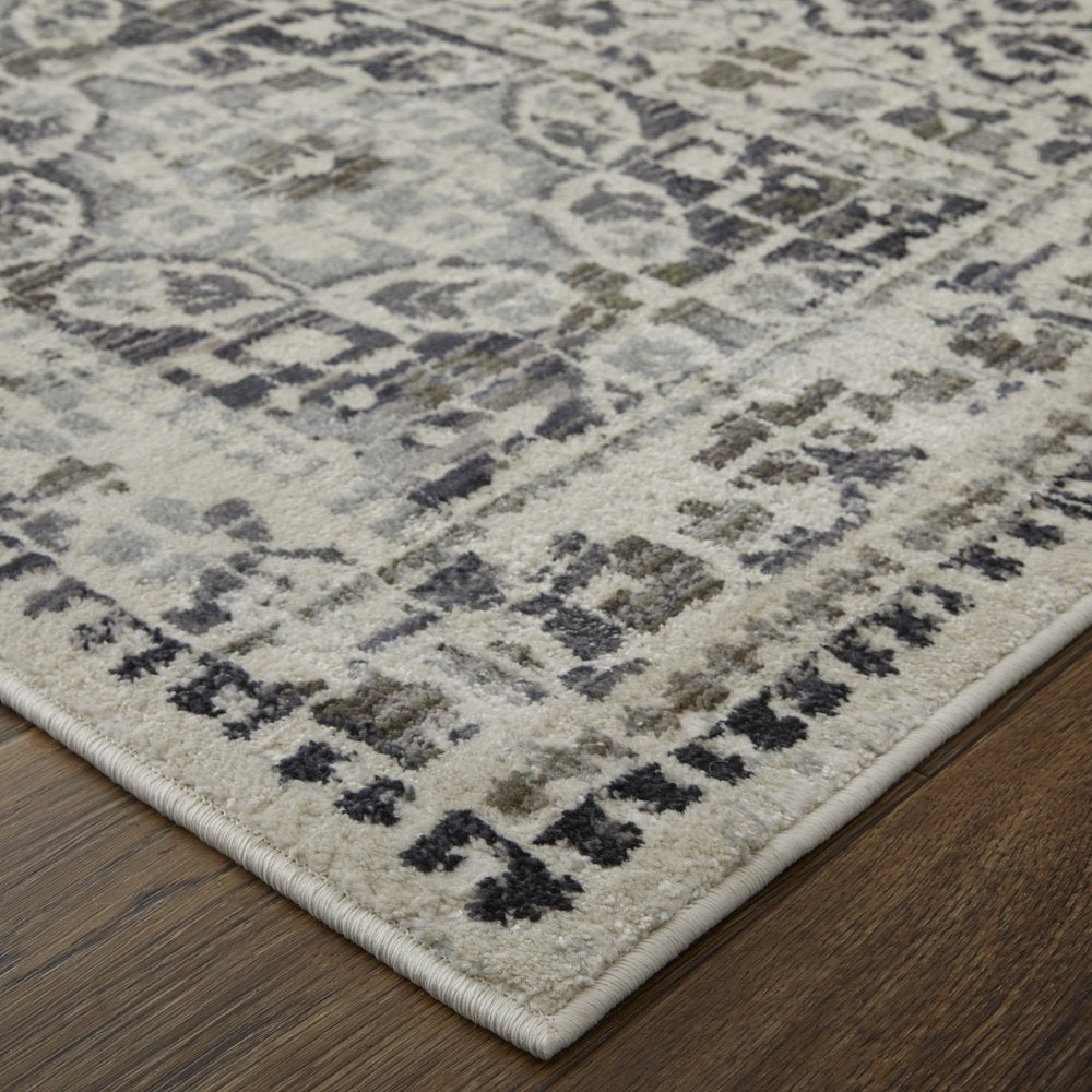 8' X 10' Gray And Ivory Abstract Distressed Area Rug