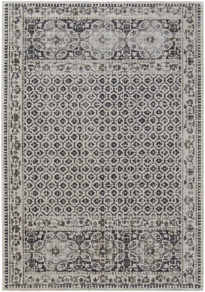 8' X 10' Gray And Ivory Abstract Distressed Area Rug