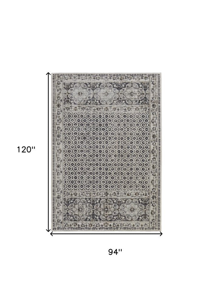 8' X 10' Gray And Ivory Abstract Distressed Area Rug