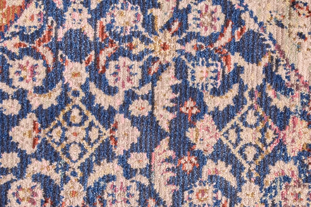 9' X 13' Blue Red and Gold Oriental Power Loom Area Rug