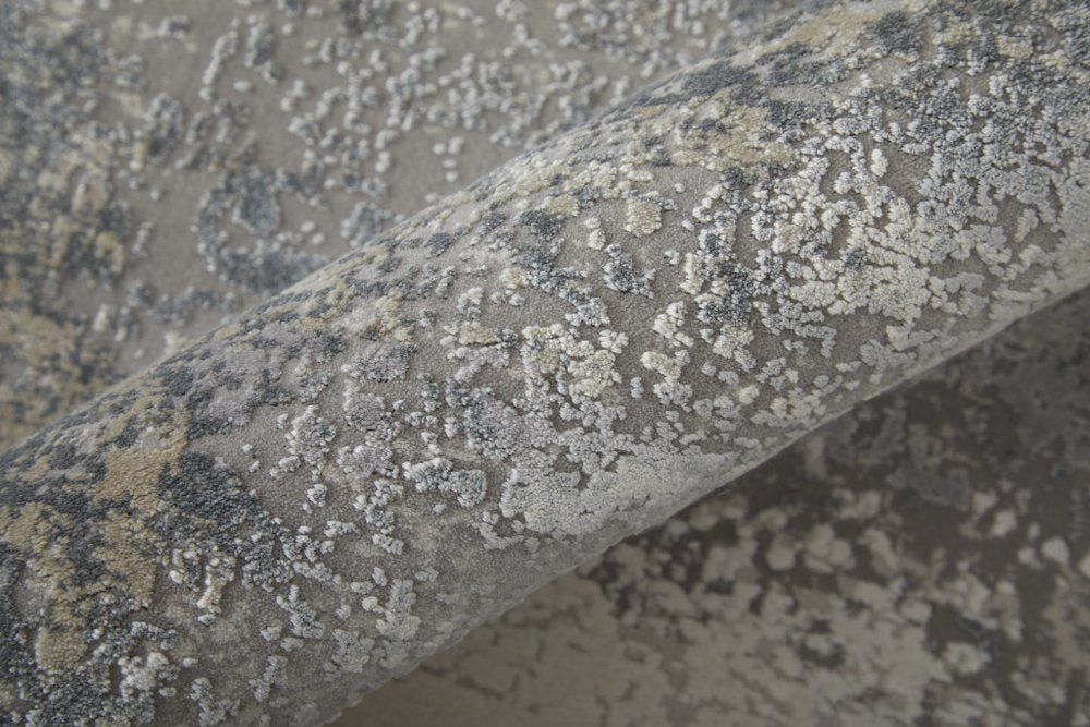 3' X 5' Gray Abstract Power Loom Area Rug With Fringe