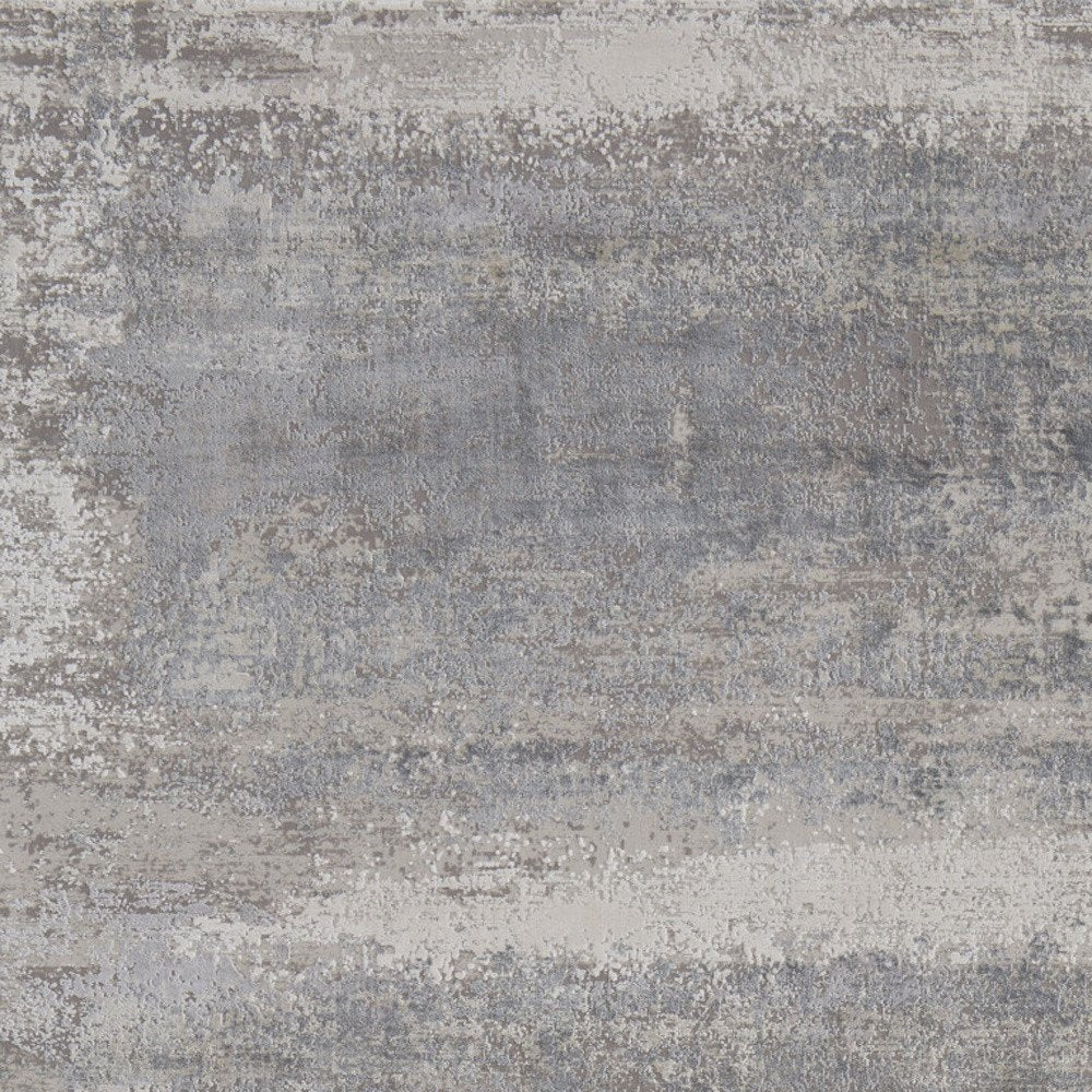 3' X 5' Gray Abstract Power Loom Area Rug With Fringe