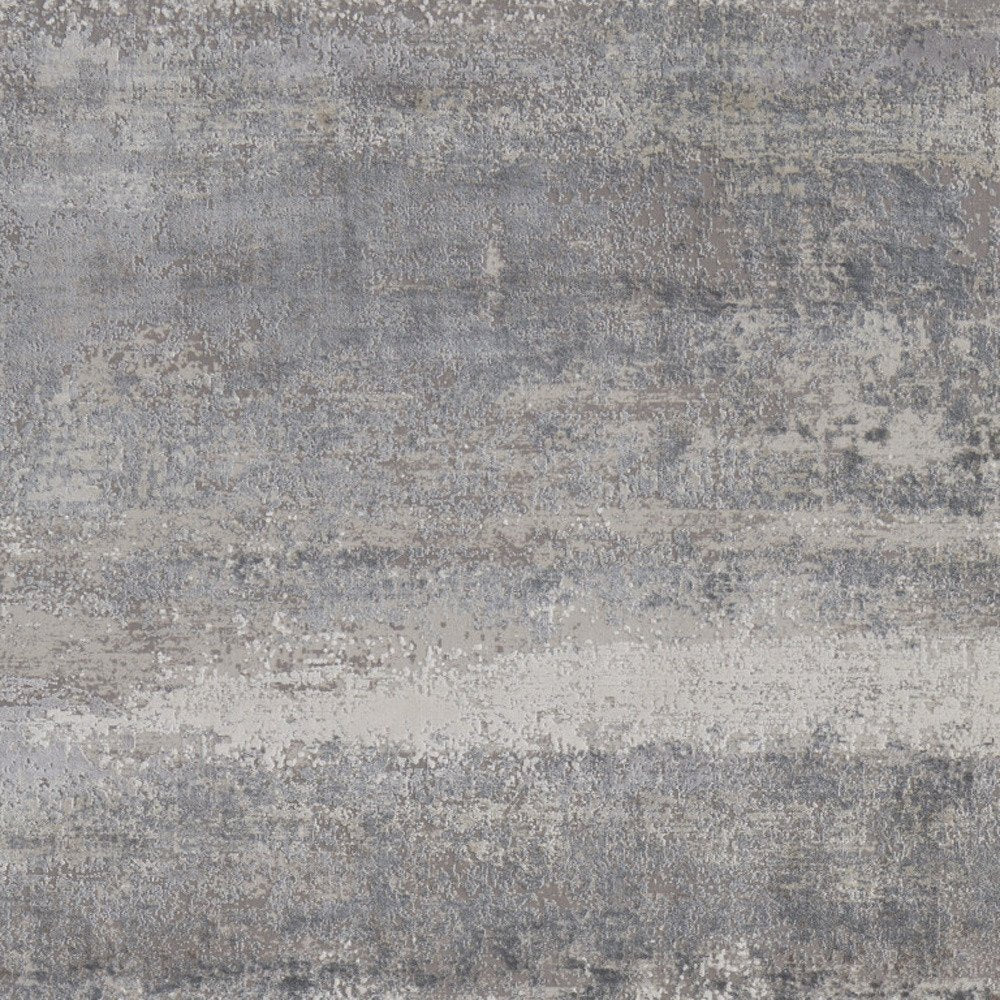3' X 5' Gray Abstract Power Loom Area Rug With Fringe