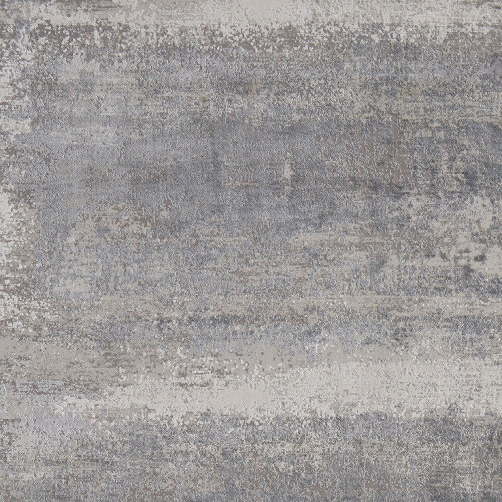 3' X 5' Gray Abstract Power Loom Area Rug With Fringe