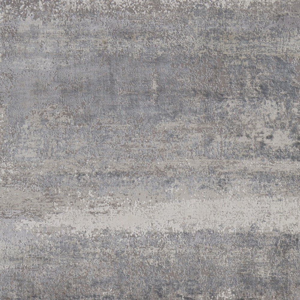 3' X 5' Gray Abstract Power Loom Area Rug With Fringe
