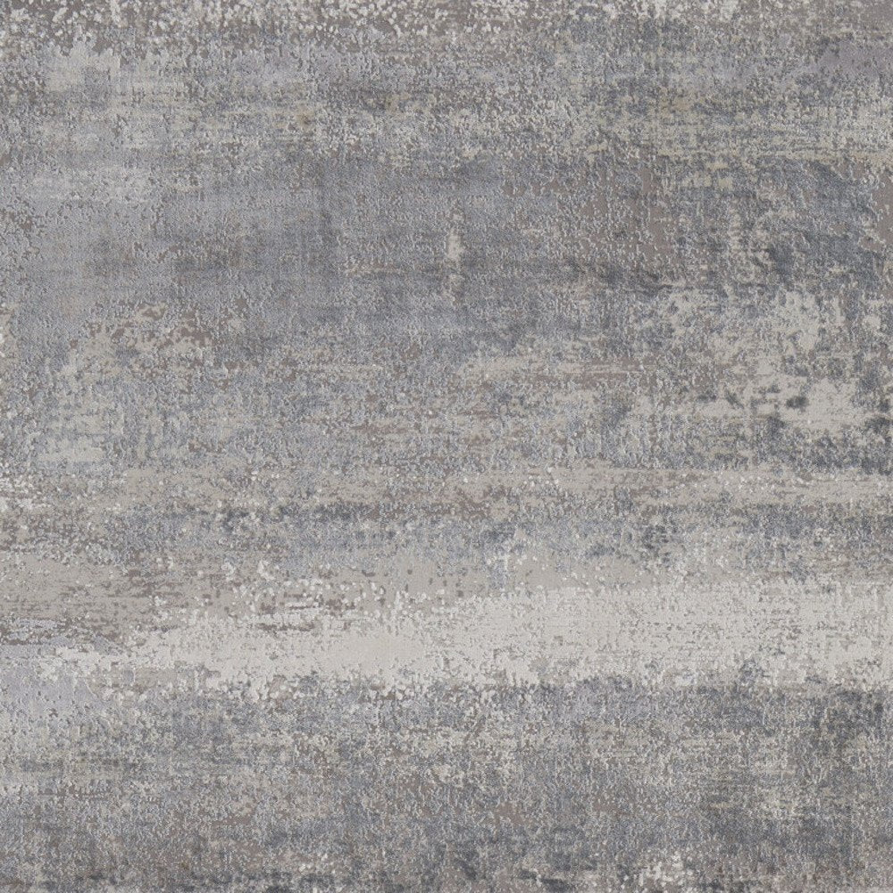 3' X 5' Gray Abstract Power Loom Area Rug With Fringe