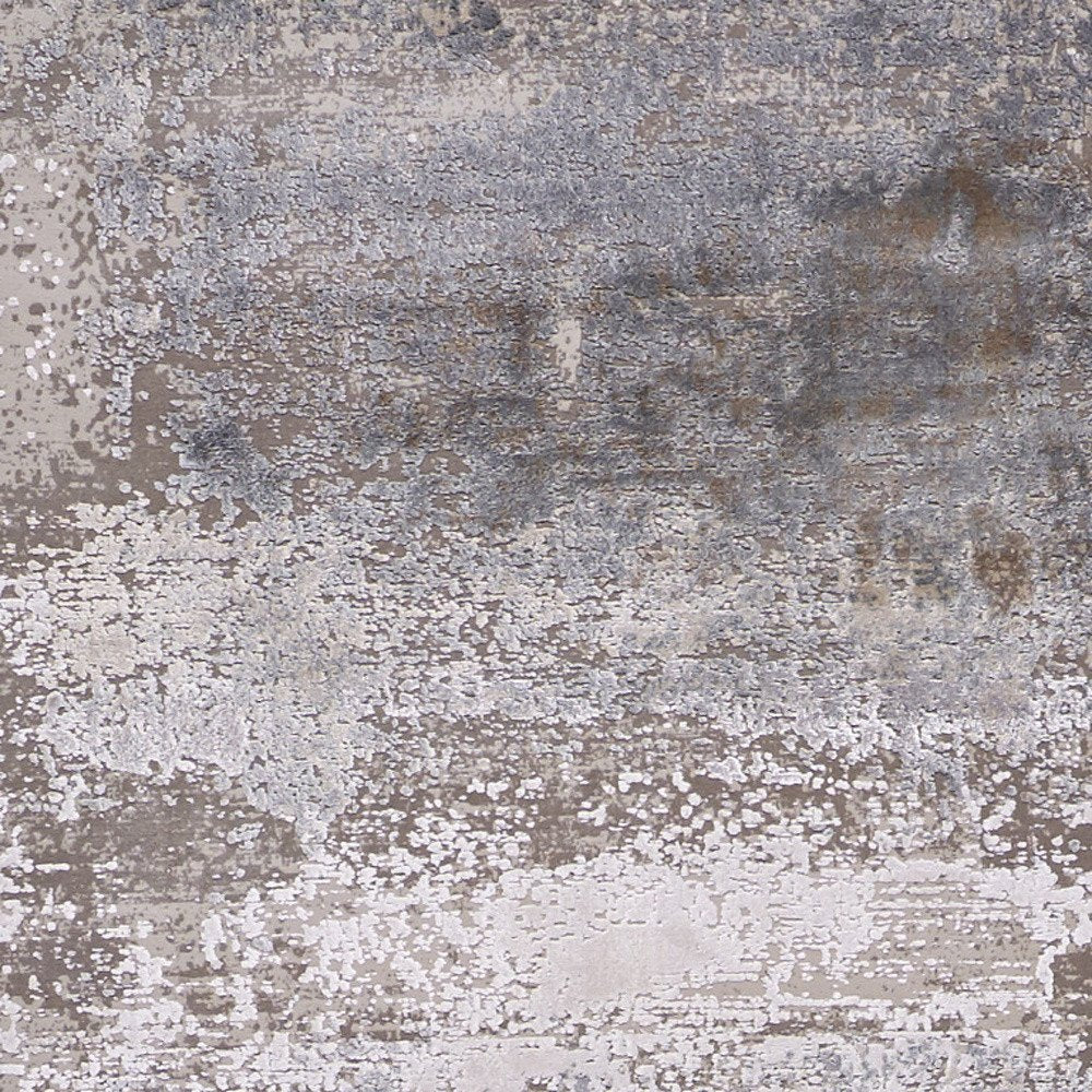 3' X 5' Gray Abstract Power Loom Area Rug With Fringe