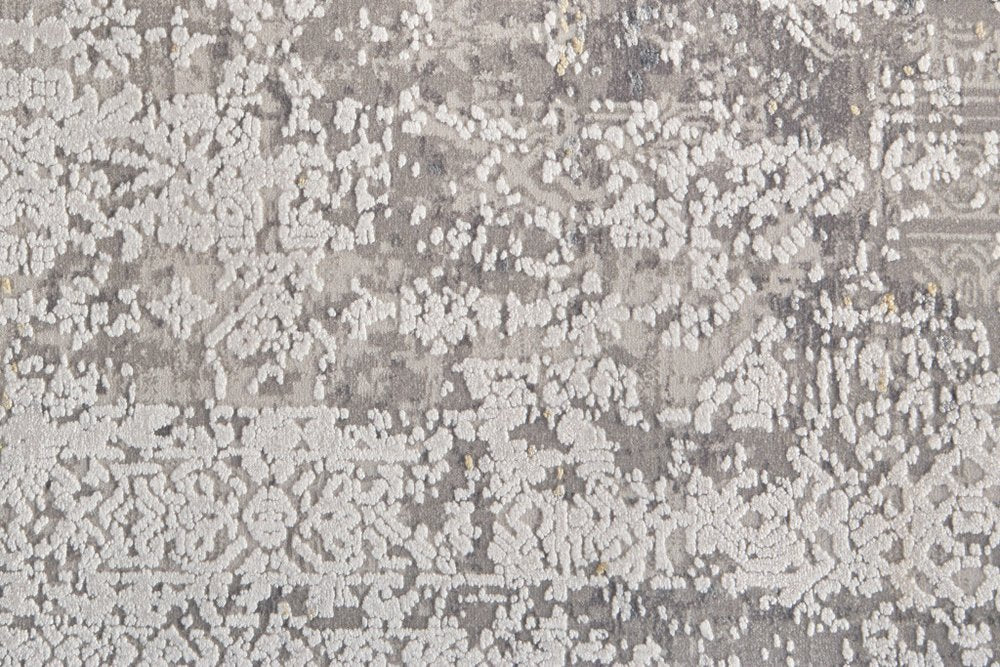 3' X 5' Ivory Taupe and Gray Abstract Power Loom Distressed Area Rug With Fringe