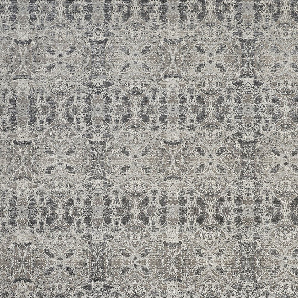 5' X 8' Ivory Taupe and Gray Oriental Power Loom Area Rug With Fringe