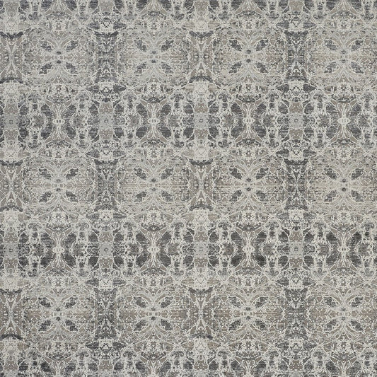 5' X 8' Ivory Taupe and Gray Oriental Power Loom Area Rug With Fringe