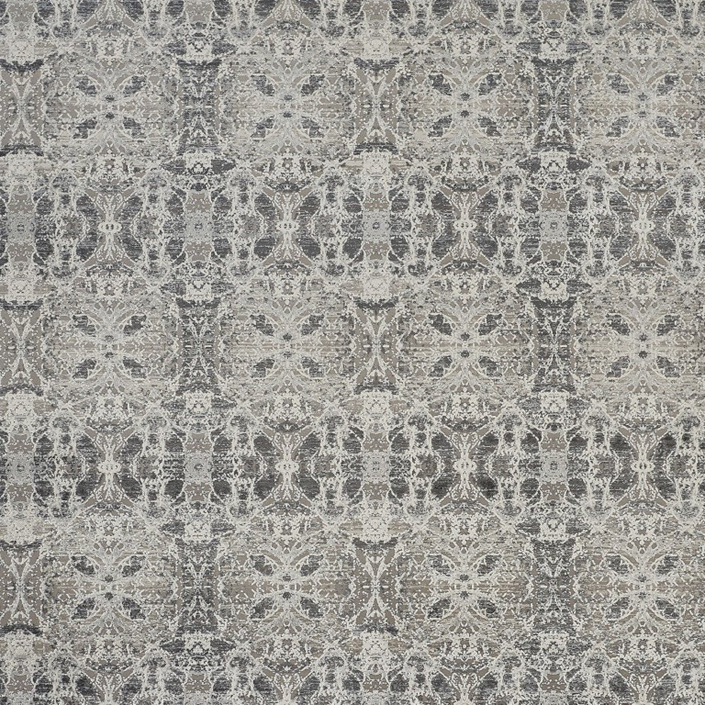 5' X 8' Ivory Taupe and Gray Oriental Power Loom Area Rug With Fringe