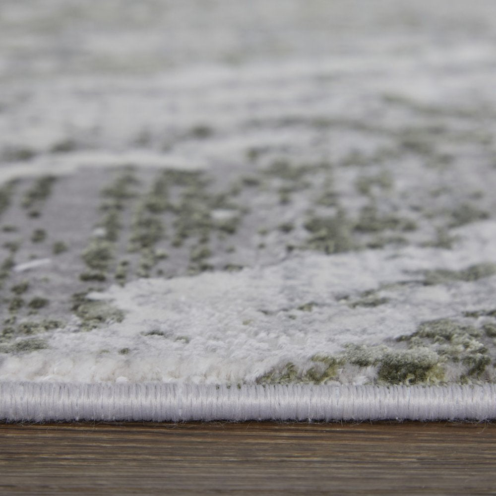 3' X 5' Taupe and Gray Abstract Power Loom Area Rug With Fringe