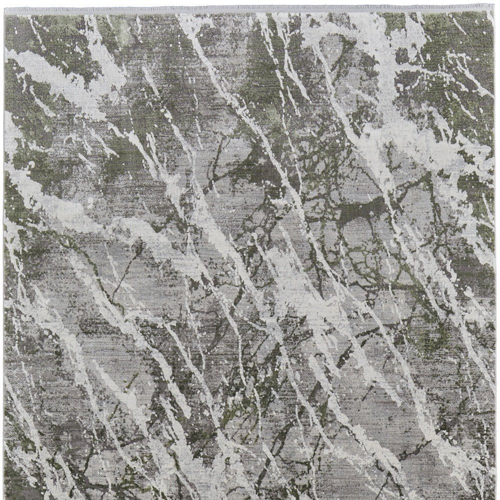 3' X 5' Taupe and Gray Abstract Power Loom Area Rug With Fringe