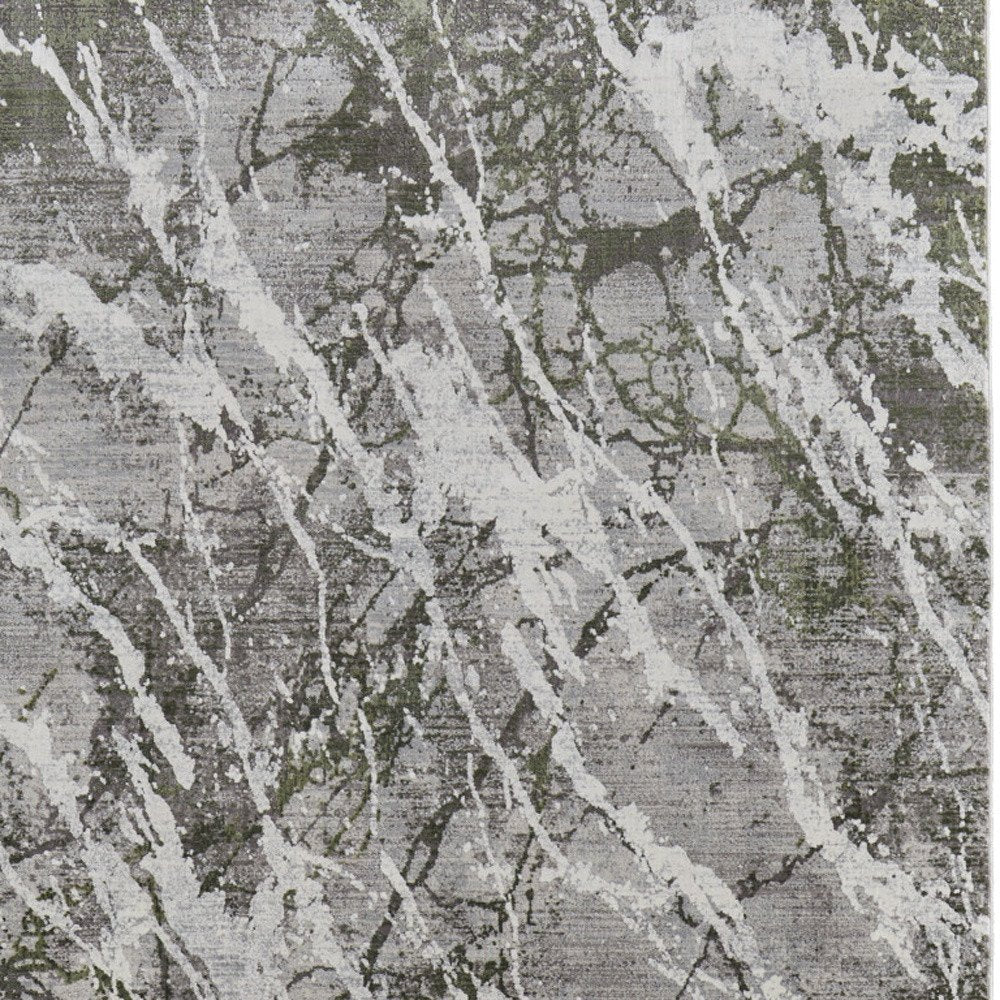 3' X 5' Taupe and Gray Abstract Power Loom Area Rug With Fringe