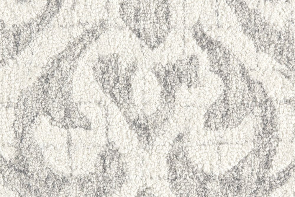 8' X 10' Ivory and Gray Wool Floral Hand Tufted Area Rug