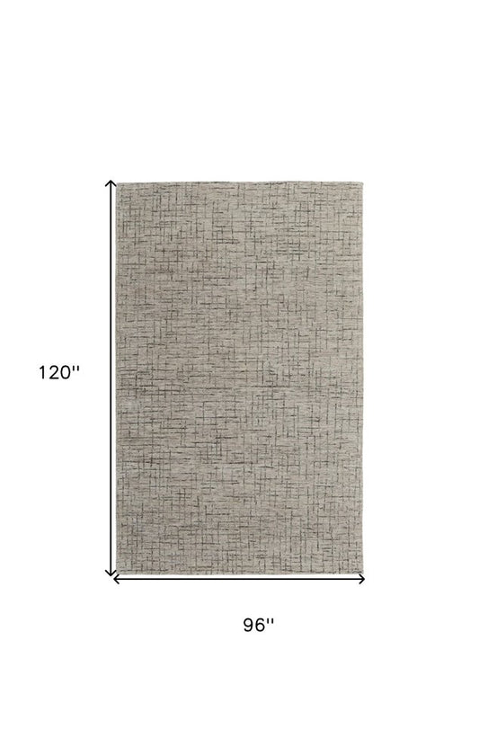 5' X 8' Ivory and Gray Wool Hand Tufted Distressed Area Rug