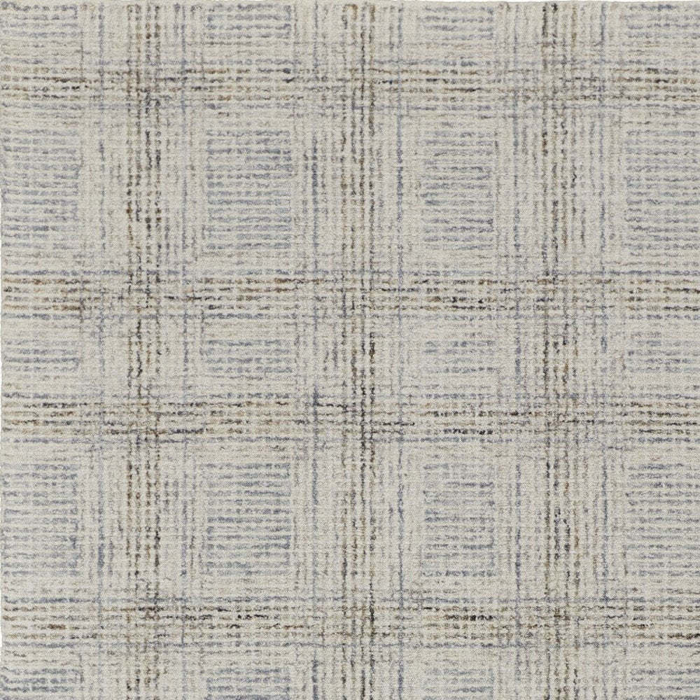 10' X 14' Ivory and Gray Wool Geometric Hand Tufted Area Rug