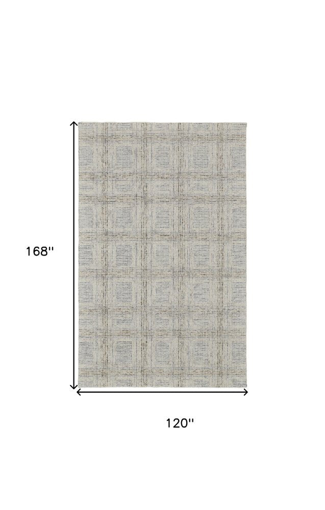 10' X 14' Ivory and Gray Wool Geometric Hand Tufted Area Rug