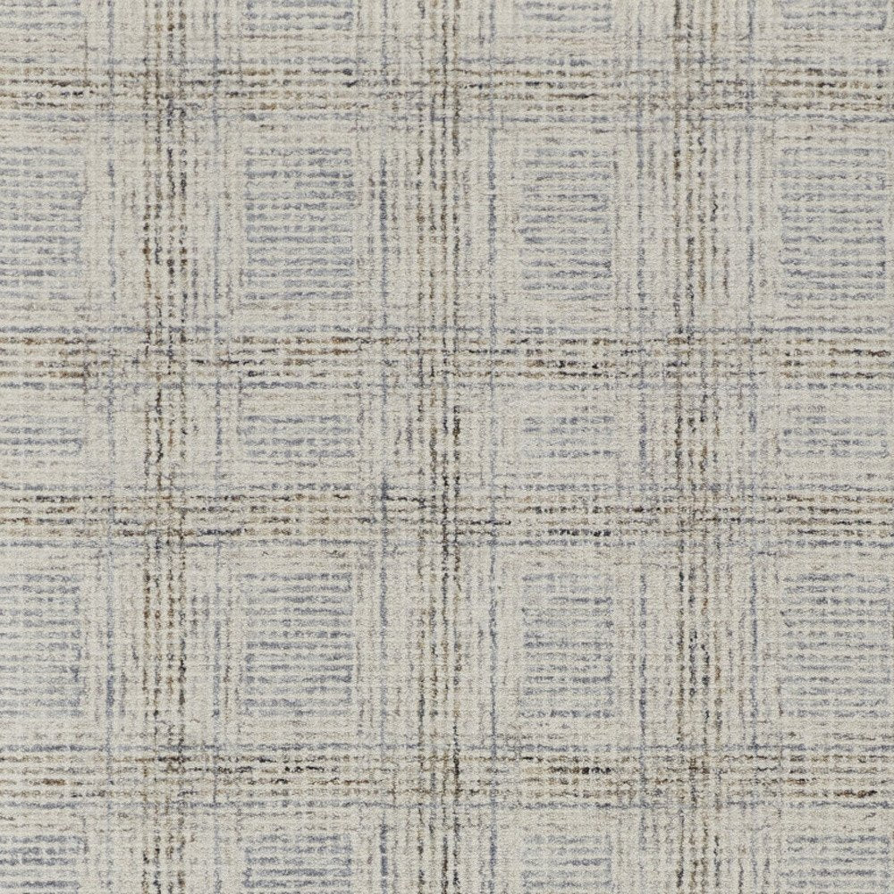 10' X 14' Ivory and Gray Wool Geometric Hand Tufted Area Rug
