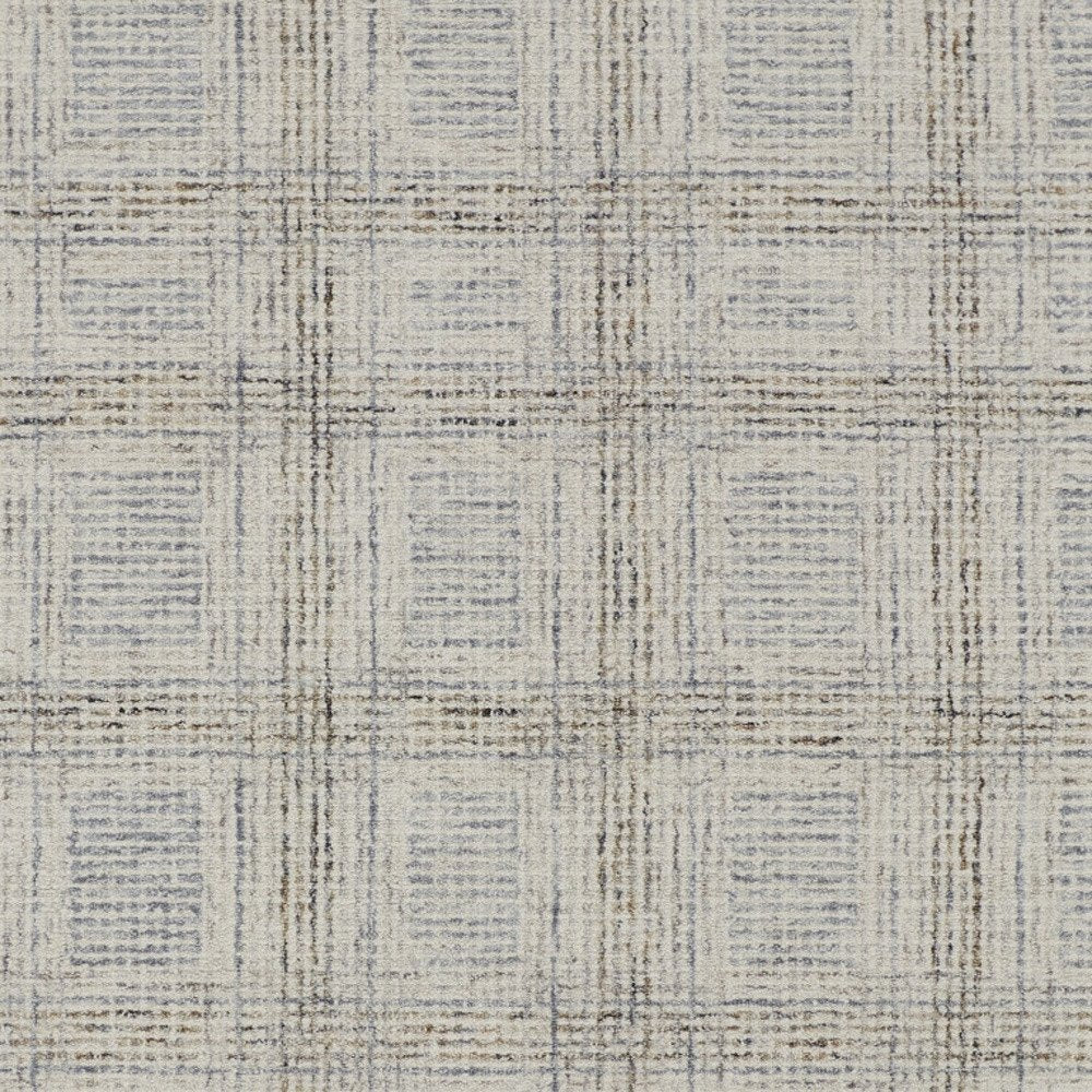 10' X 14' Ivory and Gray Wool Geometric Hand Tufted Area Rug