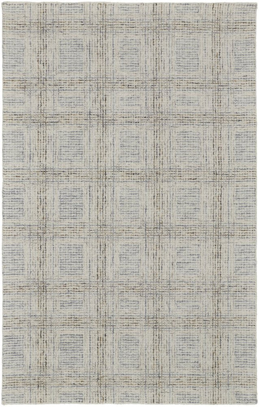 10' X 14' Ivory and Gray Wool Geometric Hand Tufted Area Rug