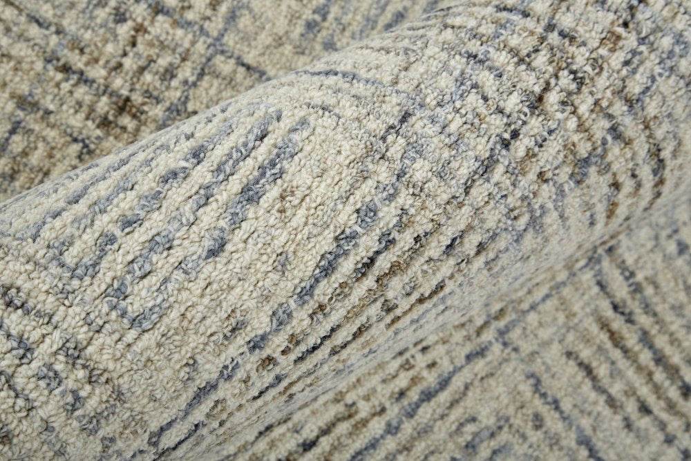 10' X 14' Ivory and Gray Wool Geometric Hand Tufted Area Rug