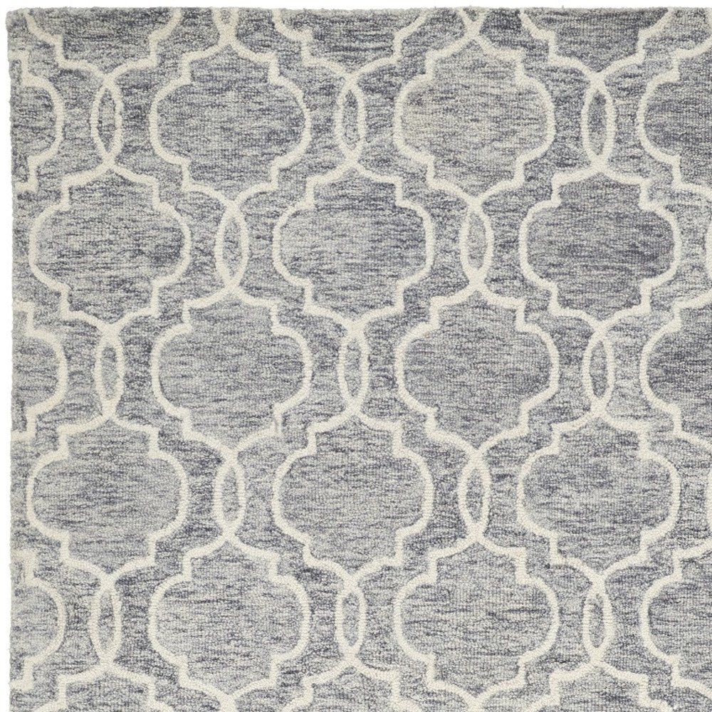 10' X 14' Ivory And Gray Wool Geometric Hand Tufted Area Rug