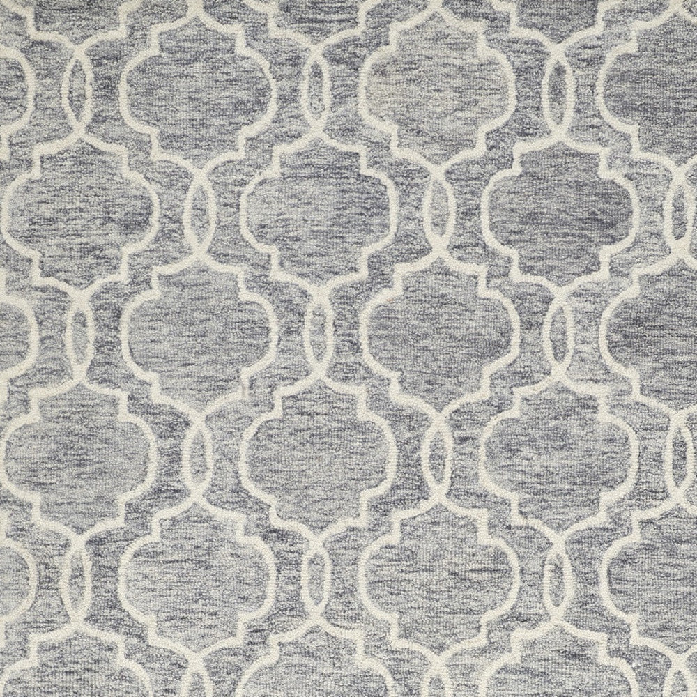 10' X 14' Ivory and Gray Wool Floral Hand Tufted Area Rug