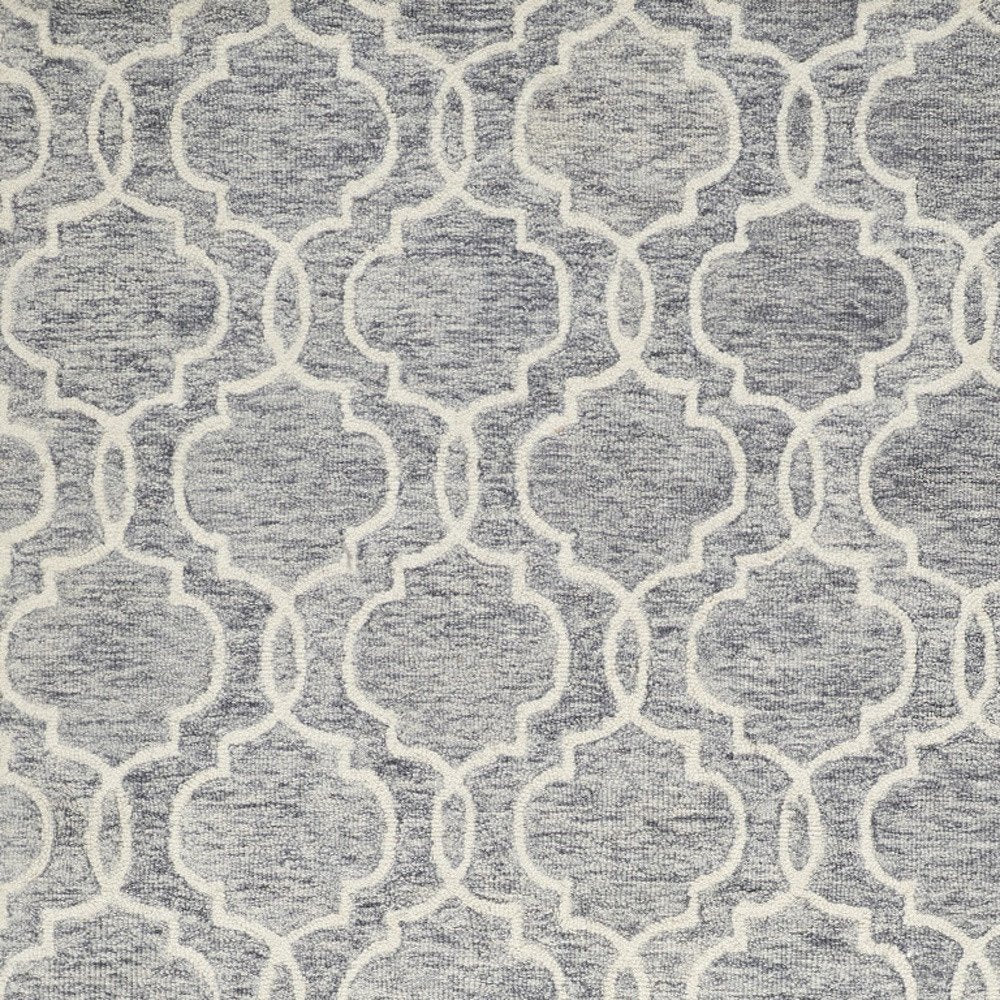 10' X 14' Ivory And Gray Wool Geometric Hand Tufted Area Rug