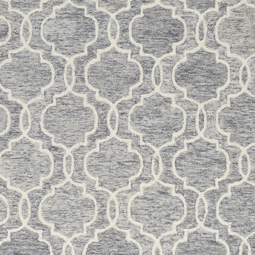 10' X 14' Ivory and Gray Wool Floral Hand Tufted Area Rug