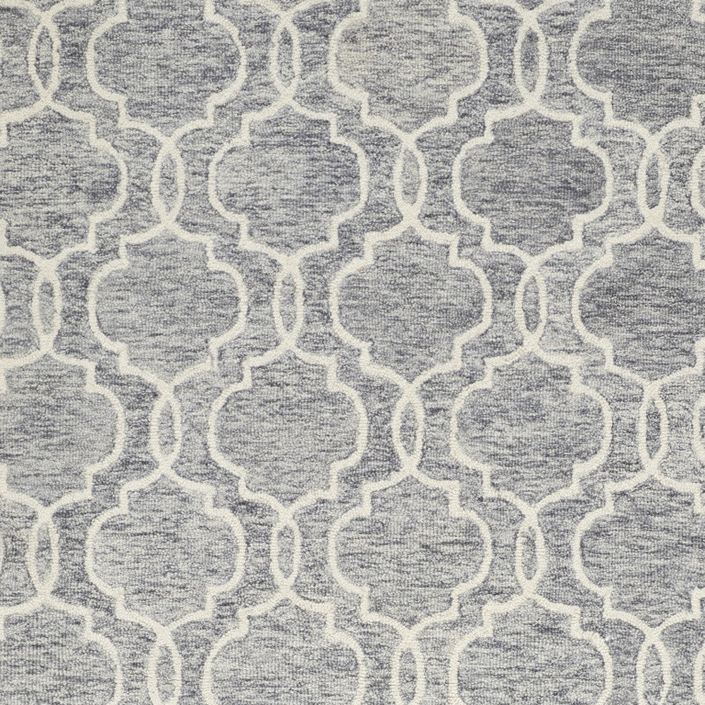 10' X 14' Ivory and Gray Wool Floral Hand Tufted Area Rug