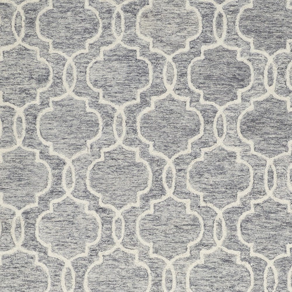 10' X 14' Ivory And Gray Wool Geometric Hand Tufted Area Rug