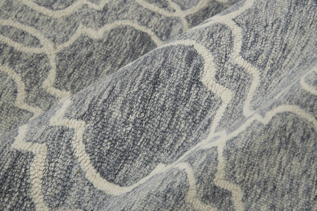 10' X 14' Ivory and Gray Wool Floral Hand Tufted Area Rug