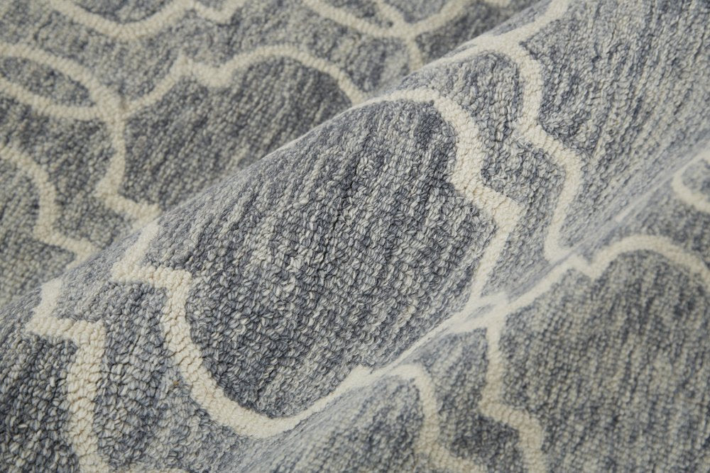 10' X 14' Ivory And Gray Wool Geometric Hand Tufted Area Rug