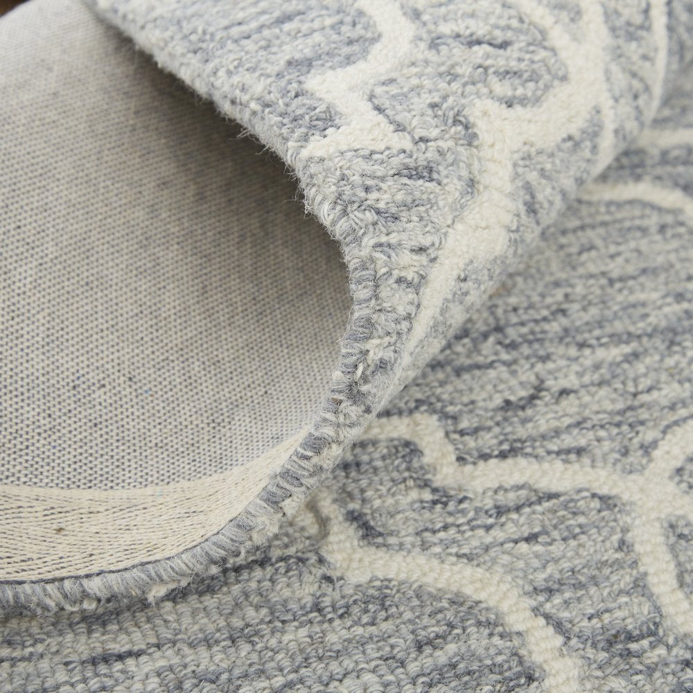 10' X 14' Ivory And Gray Wool Geometric Hand Tufted Area Rug