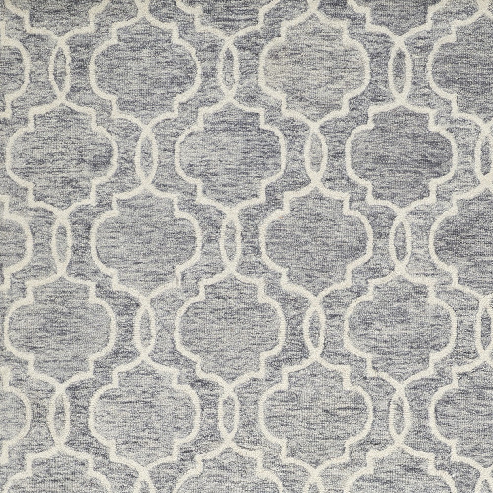 10' X 14' Ivory and Gray Wool Floral Hand Tufted Area Rug