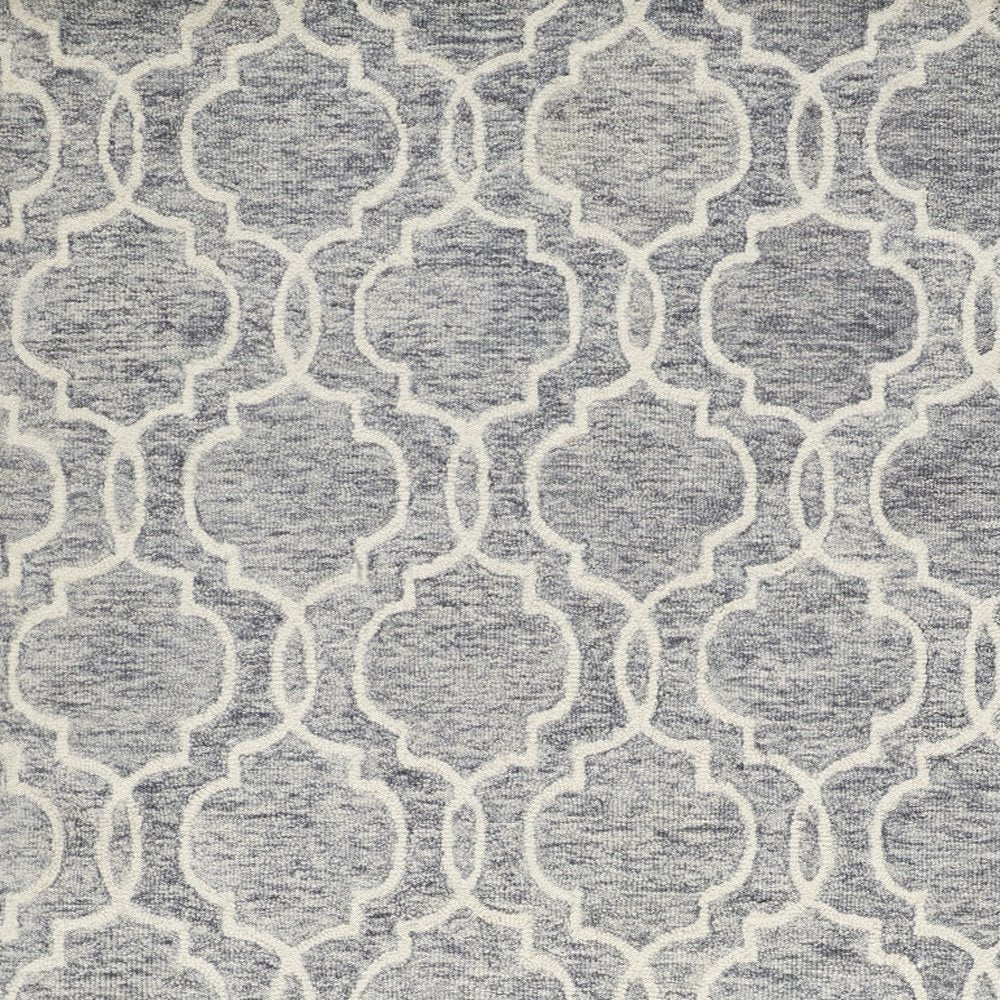 10' X 14' Ivory And Gray Wool Geometric Hand Tufted Area Rug