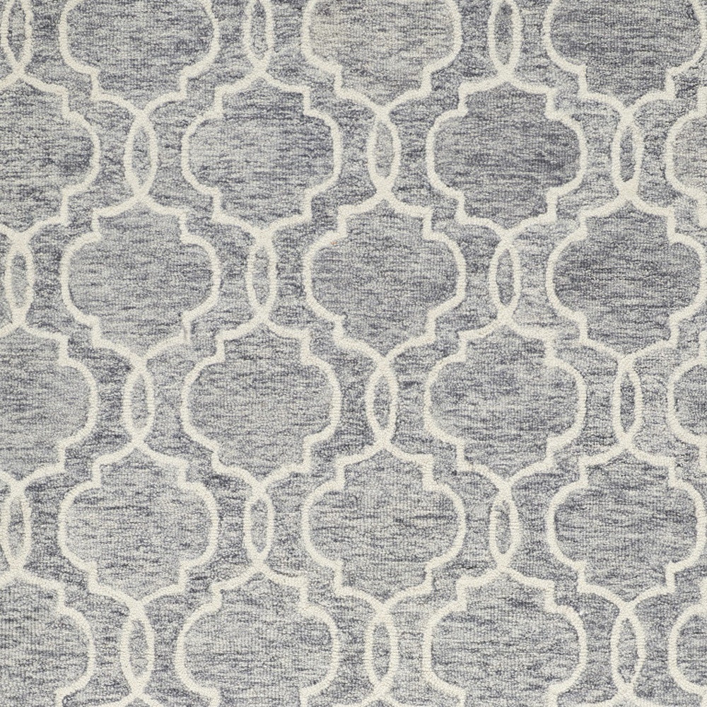 10' X 14' Ivory and Gray Wool Floral Hand Tufted Area Rug