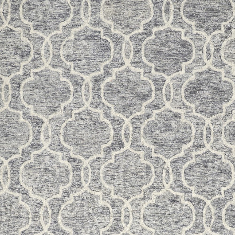 10' X 14' Ivory And Gray Wool Geometric Hand Tufted Area Rug