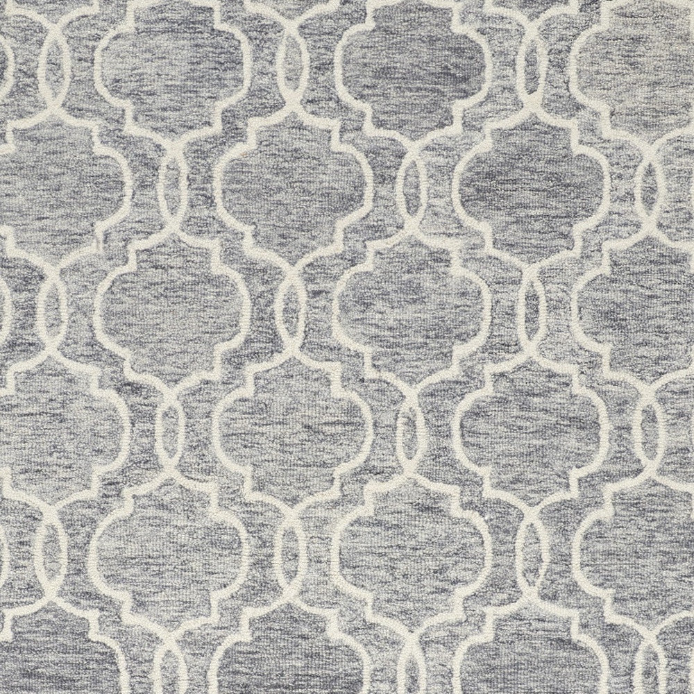 10' X 14' Ivory and Gray Wool Floral Hand Tufted Area Rug