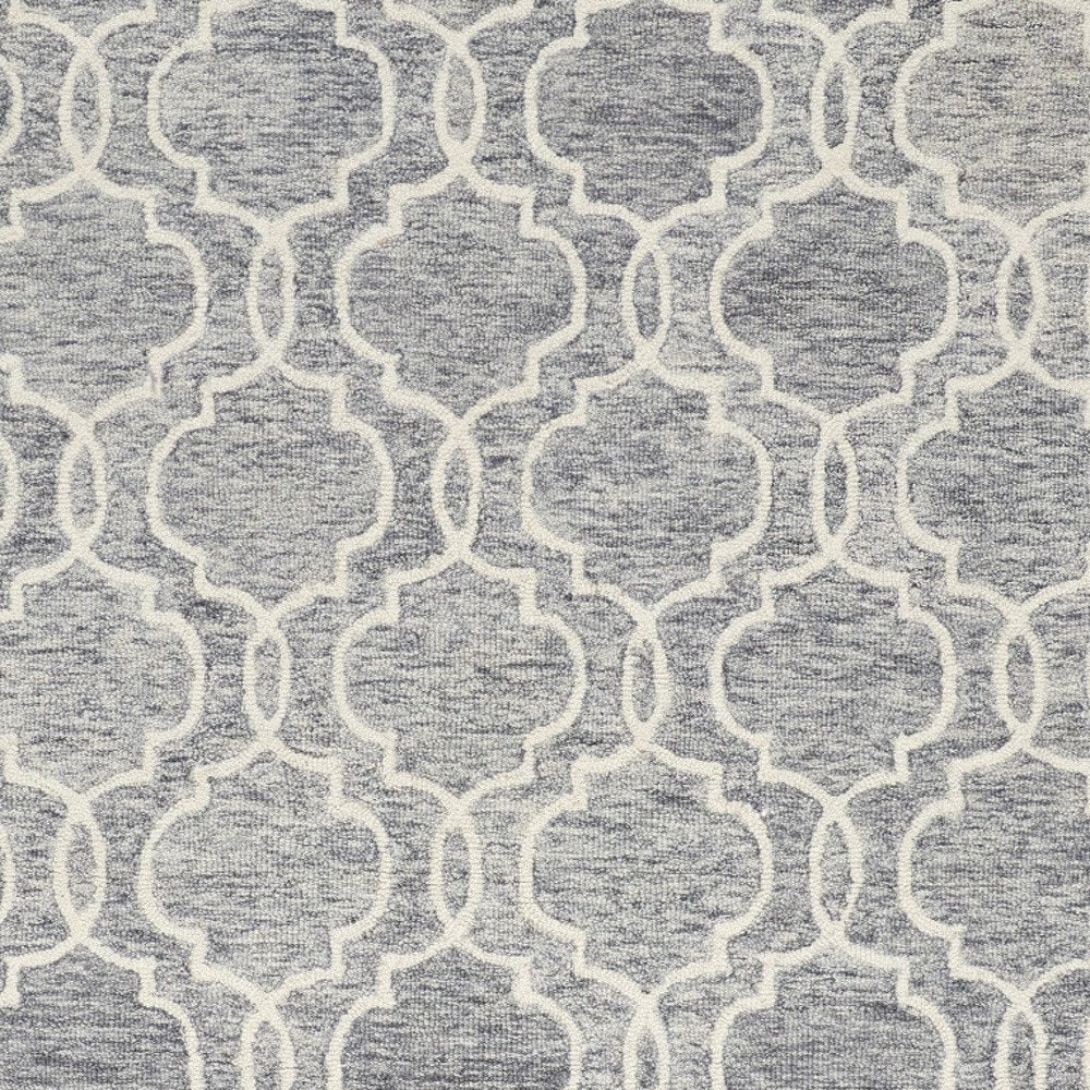 10' X 14' Ivory And Gray Wool Geometric Hand Tufted Area Rug