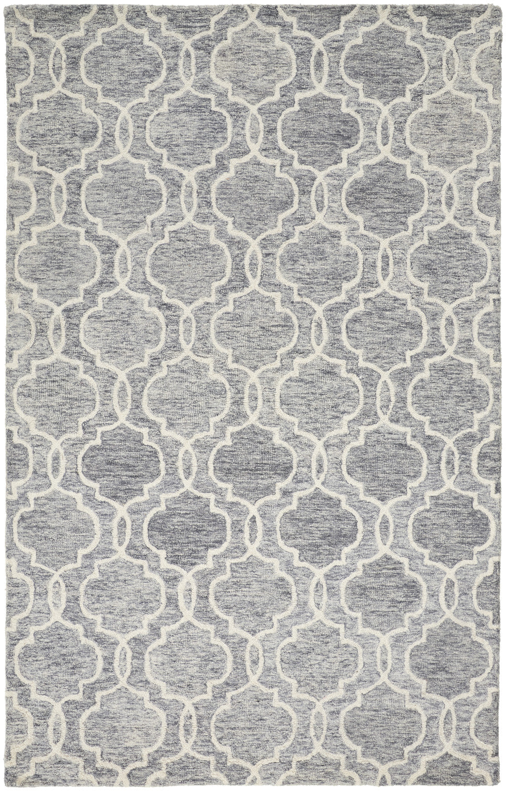 10' X 14' Ivory and Gray Wool Floral Hand Tufted Area Rug