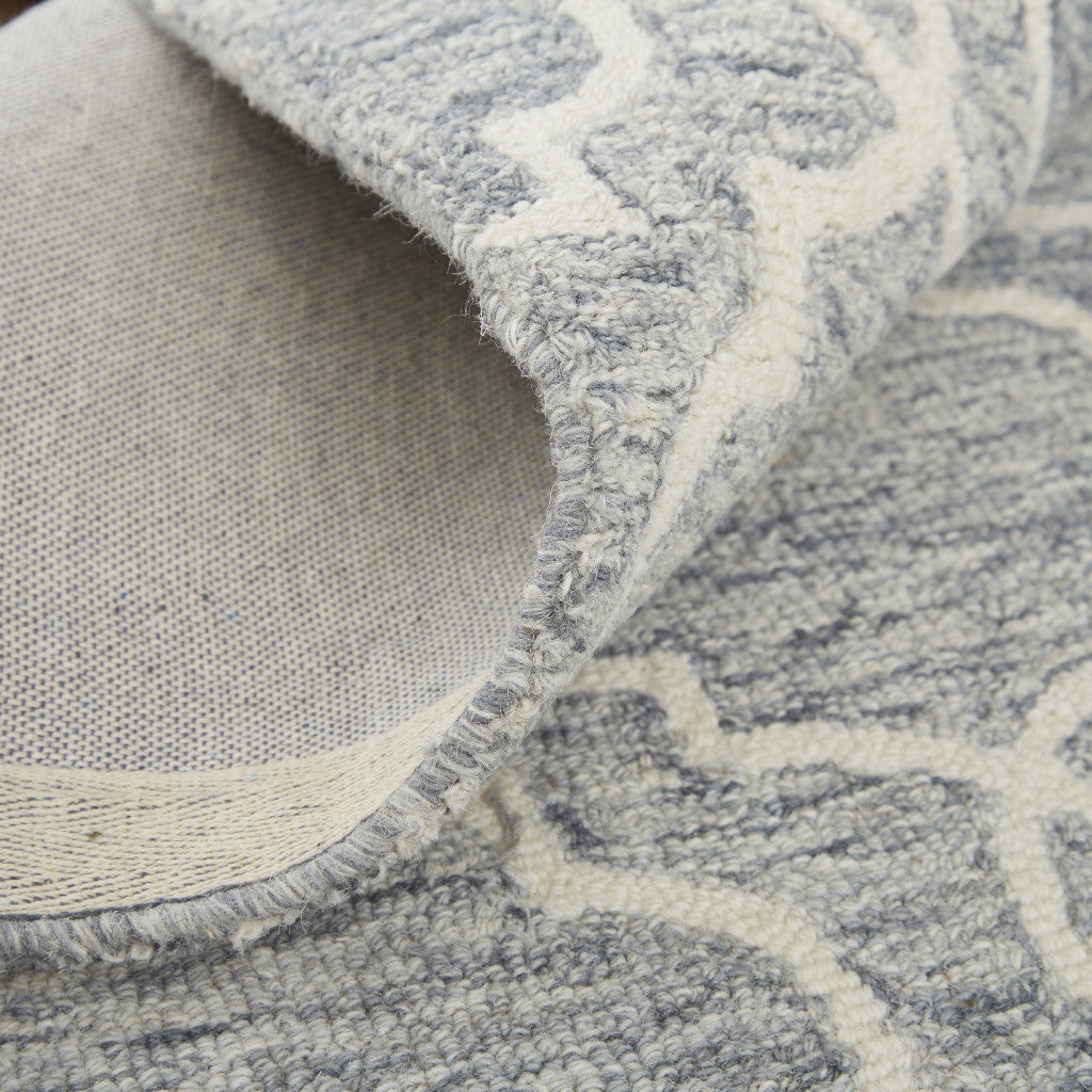 10' X 14' Ivory and Gray Wool Floral Hand Tufted Area Rug