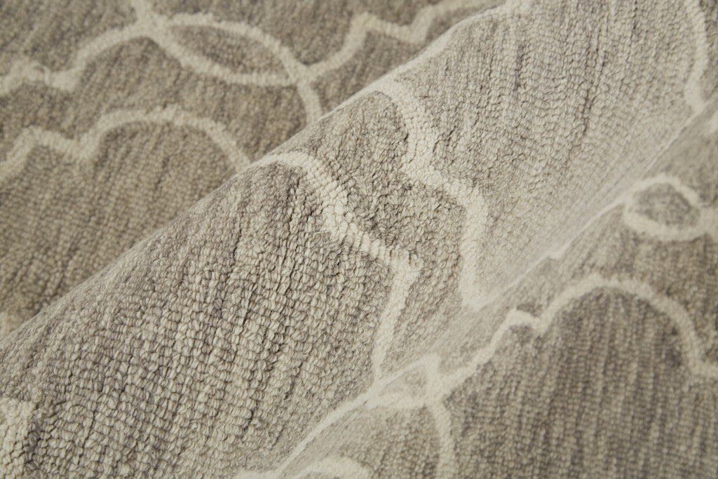 10' X 14' Ivory and Gray Wool Floral Hand Tufted Area Rug